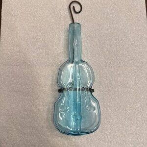 VTG Dell  Glass Violin Wall Decor Cornflower Blue Violin 1930
